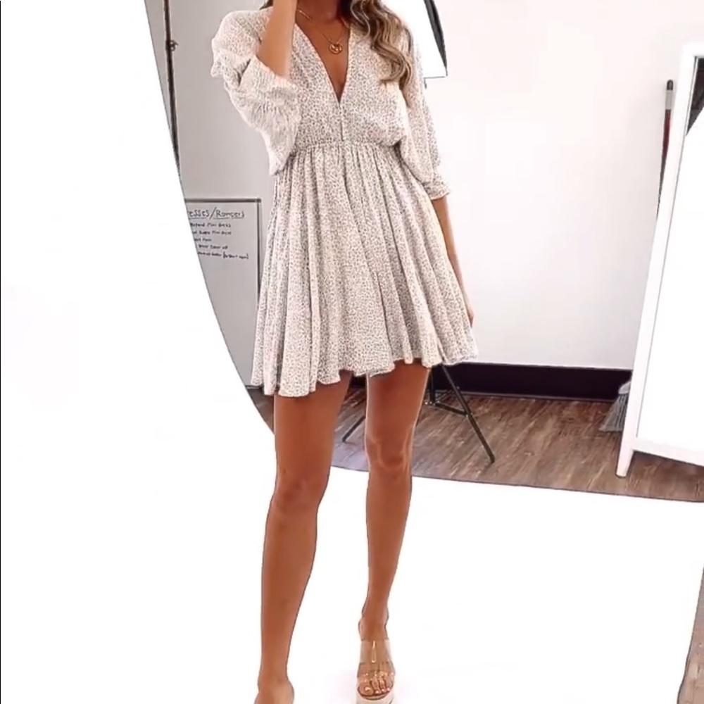 NWOT L’abeye Khaki Leopard Mini Dress